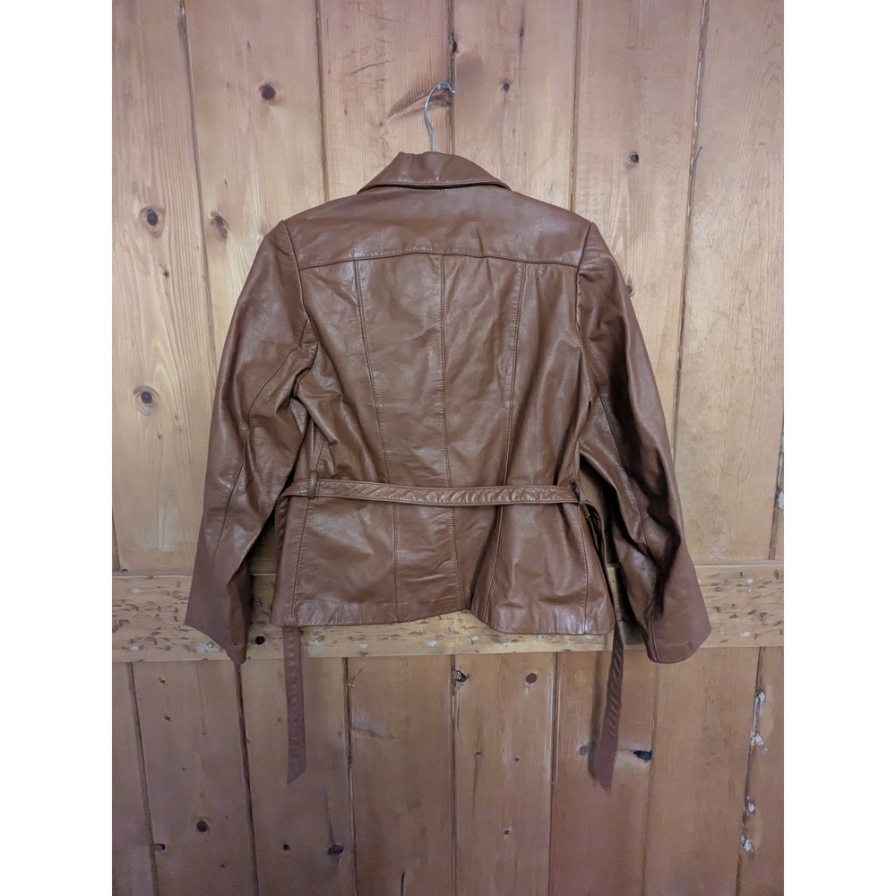 Bermans Vintage Brown Leather Jacket Belted Style 2058 Womens 12 - Picture 6 of 8